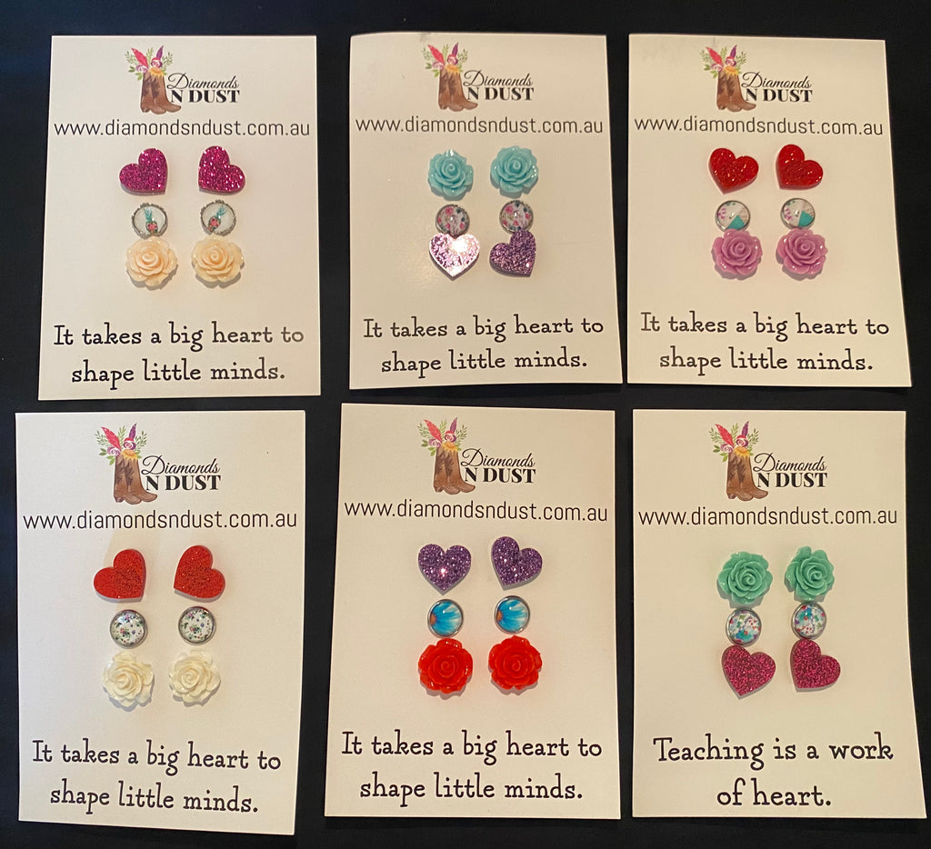 Teacher Trio Stud Earrings