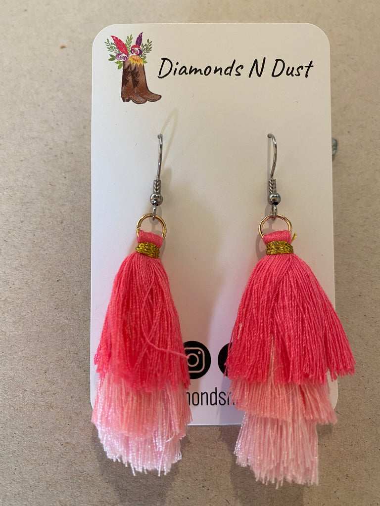 Piggy Pink Trio Tassel Dangles