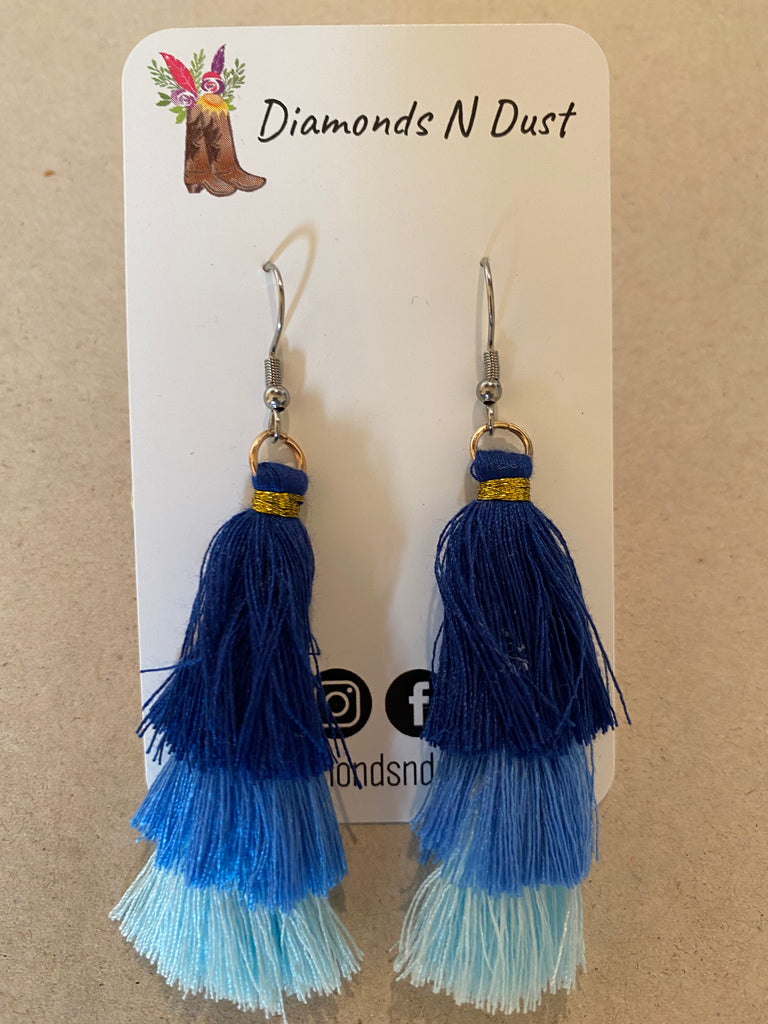 Blue Trio Tassel Dangles