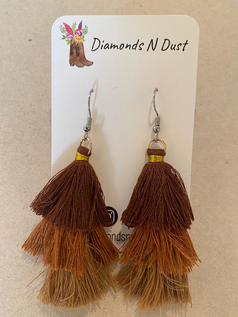 Brown Trio Tassel Dangles