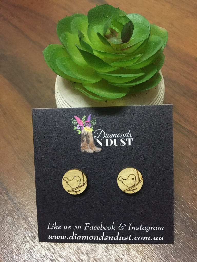 Bamboo Birdie Stud Earrings