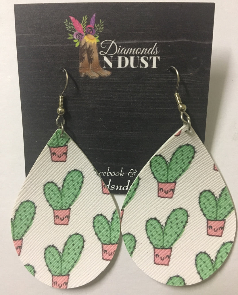 Leatherette Cactus Dangles