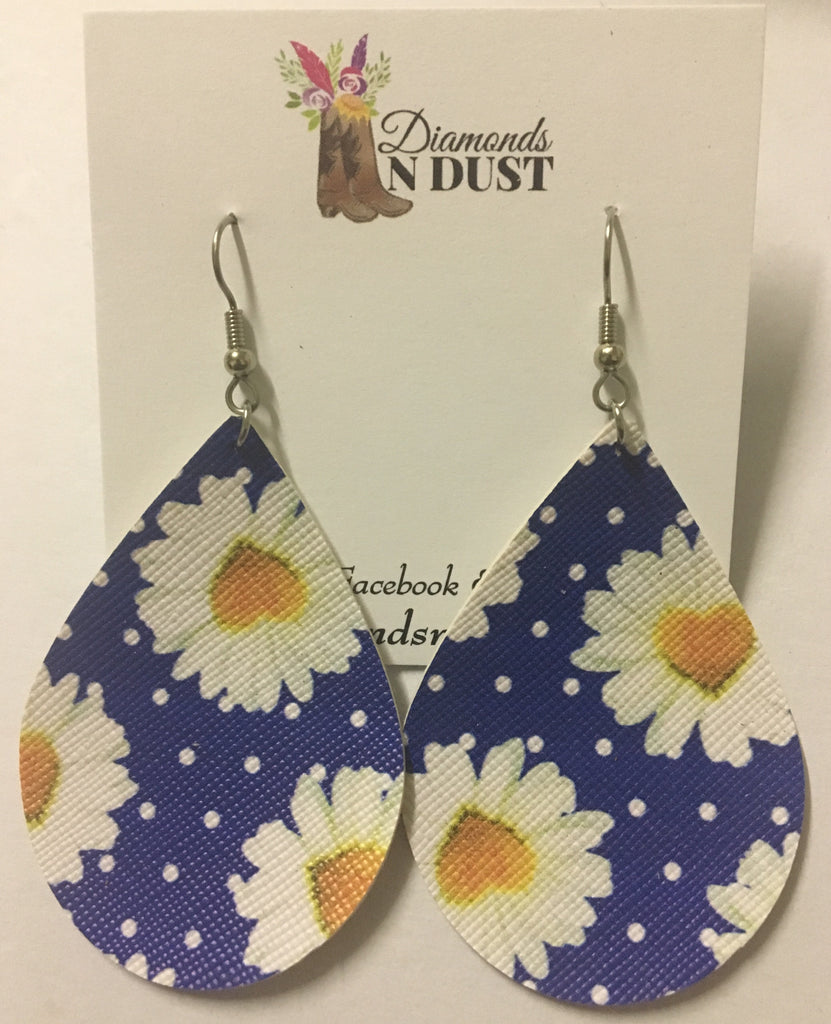 Leatherette Daisy Earrings
