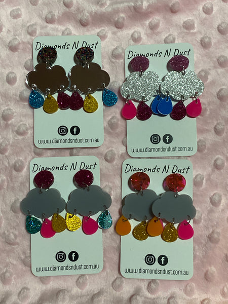 “Let it Rain” Clip on dangle earrings (3 style options)