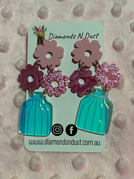 Flower Vase dangle earrings