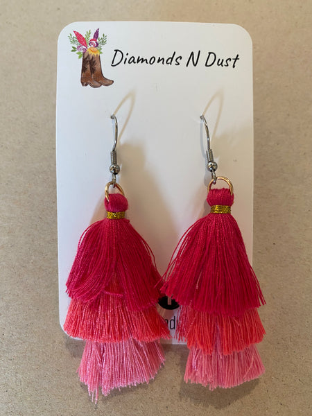 Dark Pink Trio Tassel Dangles