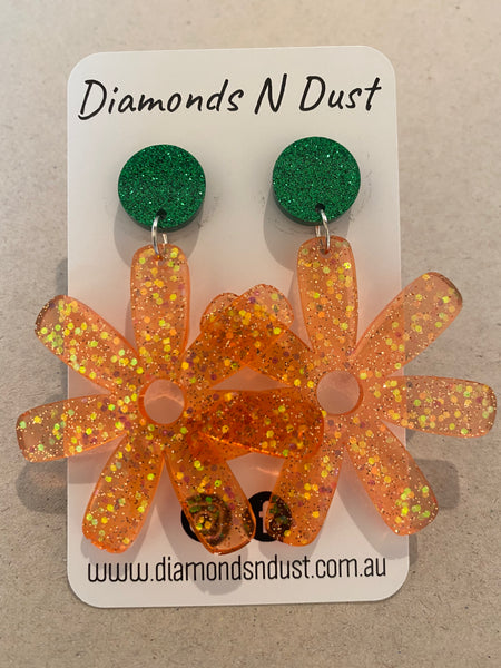 Glitter Flower Dangles