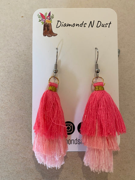 Piggy Pink Trio Tassel Dangles