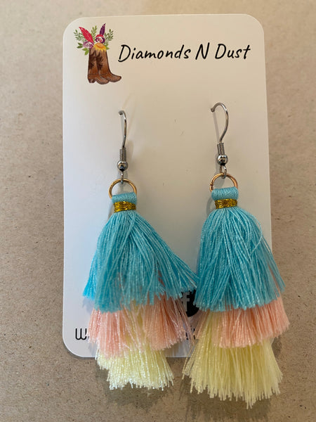 Pastel Trio Tassel Earrings
