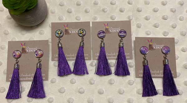 Deep Purple Tassel Earrings