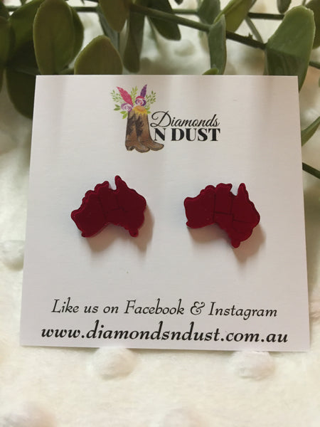 Mirrored Australia studs (9 colours)
