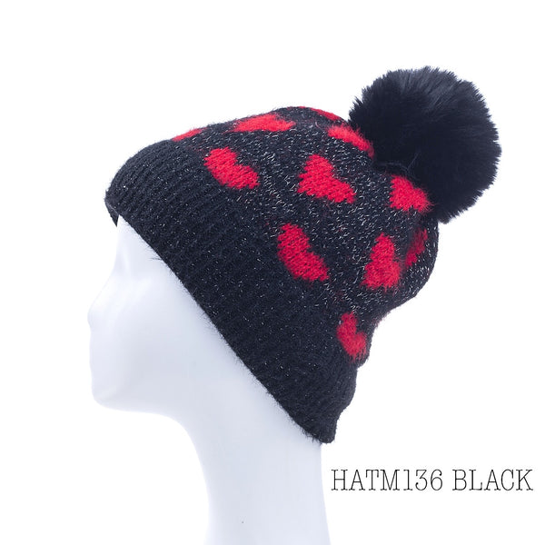 Fleece lined Heart Beanie (4 colour options)