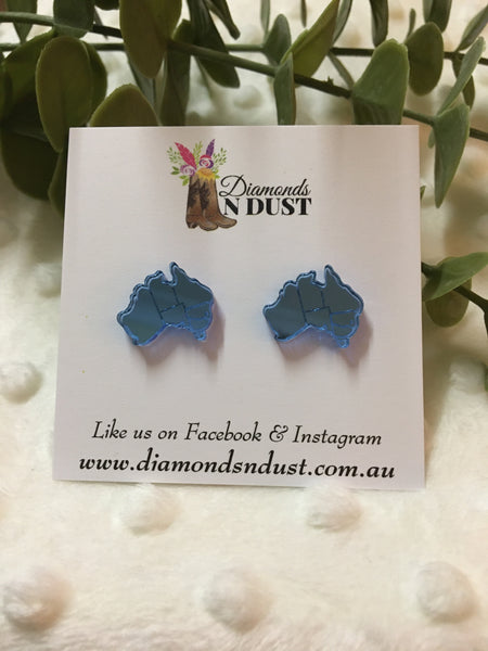 Mirrored Australia studs (9 colours)