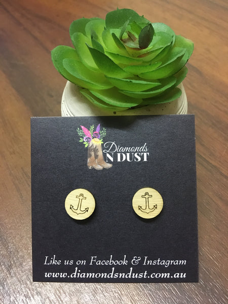 Bamboo Anchor Stud earrings