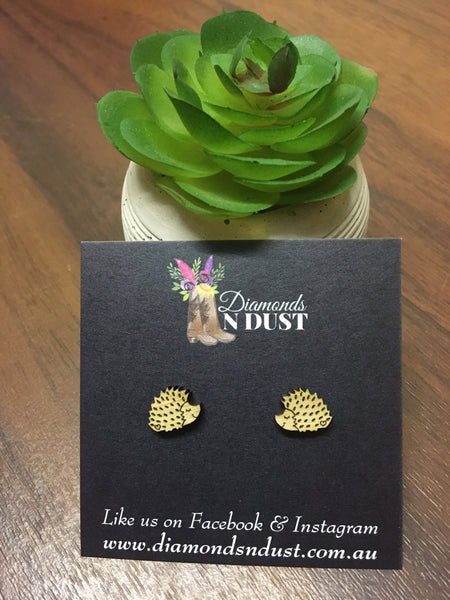 Bamboo Hedgehog Stud Earrings