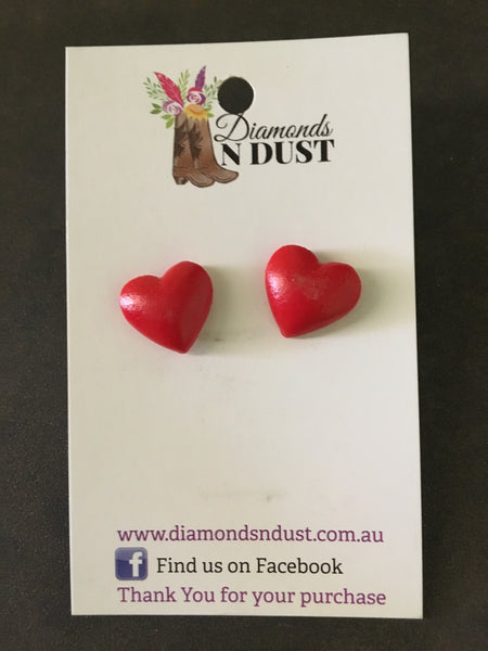 Polymer Clay Heart Studs