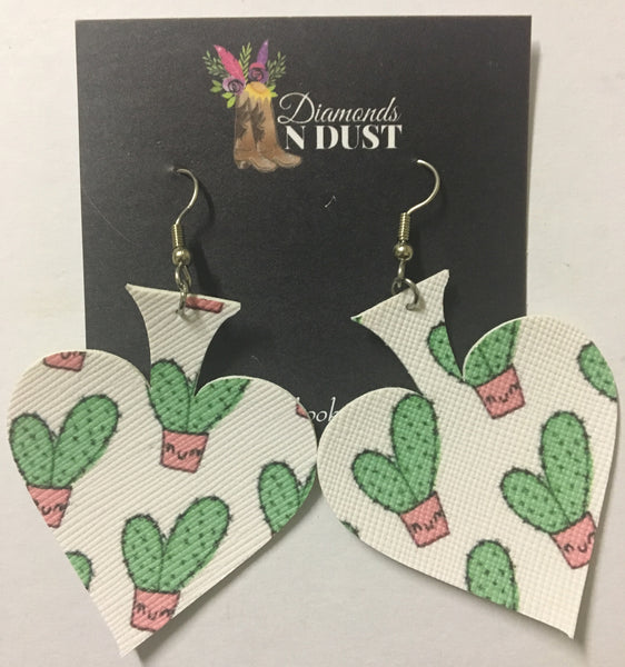 Cactus leatherette earrings