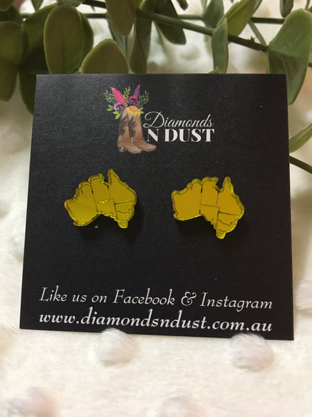 Mirrored Australia studs (9 colours)
