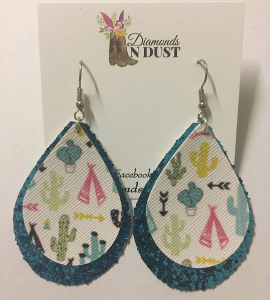 Glitter and cactus leatherette Earrings