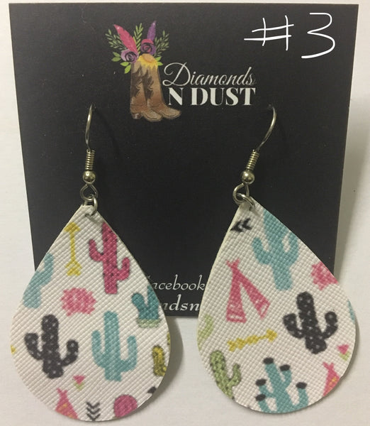 Cactus Teepee leatherette earrings