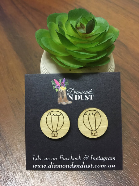Bamboo Hot Air Balloon Studs (2 sizes)