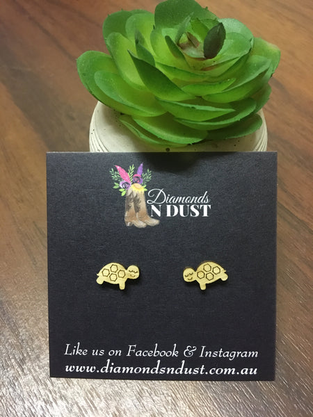Bamboo Turtle Stud Earrings